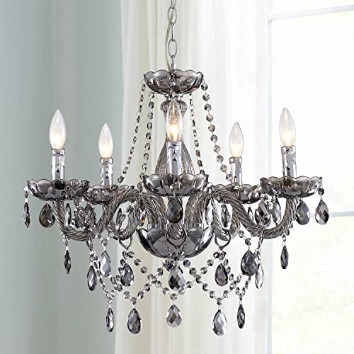 Saint Mossi Smoky Gray Crystal Chandelier with 5 Lights for Dining Room