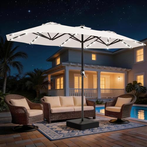 13 FT Patio Umbrella with Solar Lights