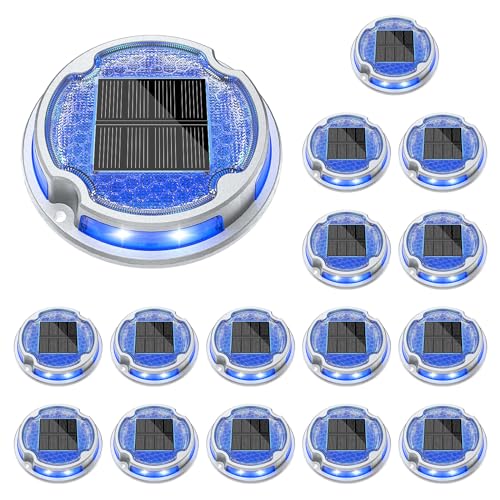 Solar Driveway Deck Dock Marine Lights 2 Colors Modes (16 Count)