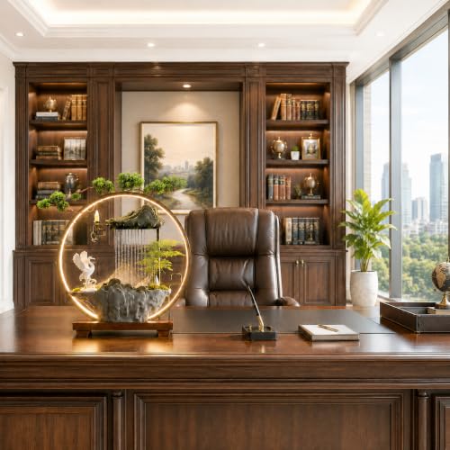 Luxury Feng Shui Zen Tabletop Fountain with Mist and LED Light