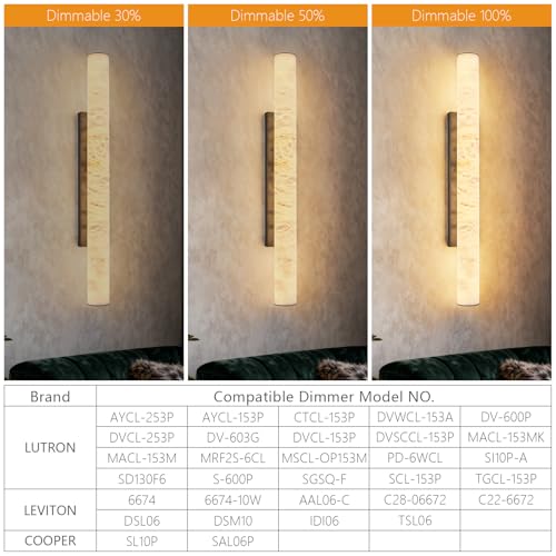 Natural Alabaster Wall Sconces Set of Two Spanish Marble Wall Light Cylinder Modern Black LED Sconce for Living Room Bedroom Bathroo Stairs（L (2 Count)