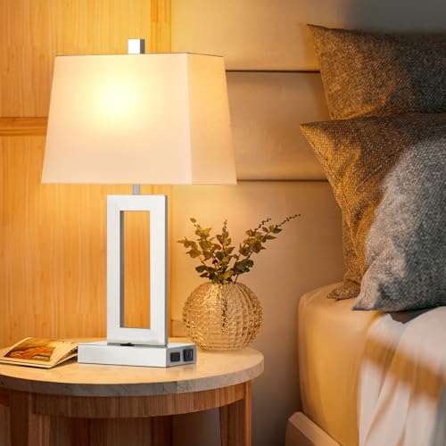 Silver Bedside Table Lamp Set of 2 (2 Count)