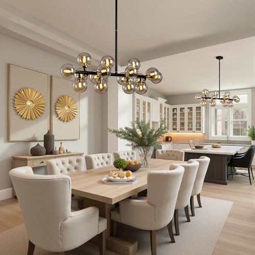 Black Mid Century Modern Chandelier for Dining Room Light Fixture