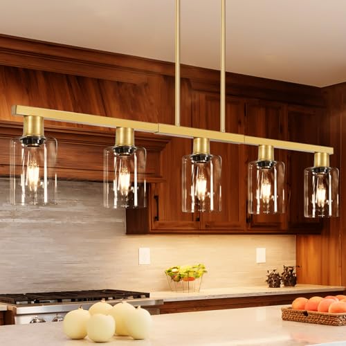 5 Light Kitchen Island Lighting Gold Adjustable Chandelier