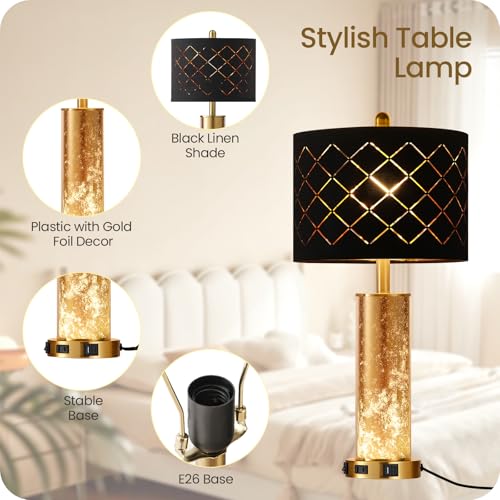 25.6" Black Table Lamps Set of 2 (2 Count)