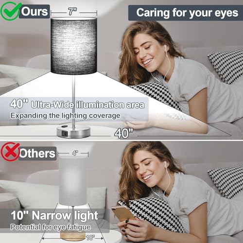 Set of 2 Touch Control Table Lamps with 2 USB & AC Outlet (2 Count)