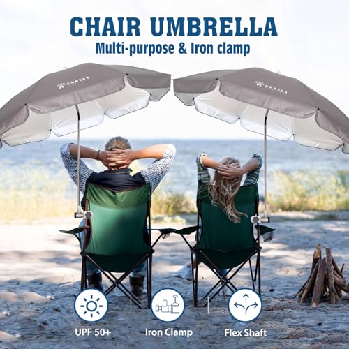 Chair Umbrella with Universal Clamp Adjustable 47 inches and 360° Swivel & UPF 50+ Protection Portable Sun Umbrella (2 Count)