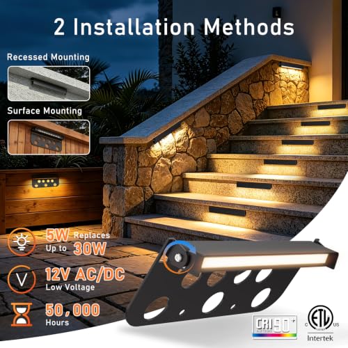 12 Pack 7 Inch Retaining Wall Lights (2700K Warm White / 7Inch-12 Pack)