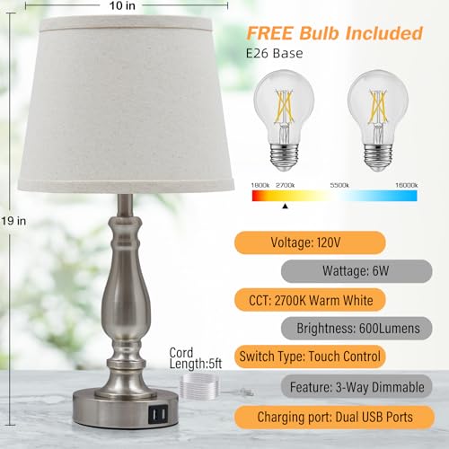 Lamps for Bedrooms Set of 2 (2 Count)