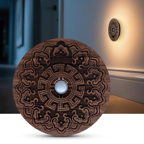 Carved Flower Wood Motion Sensor Night Light