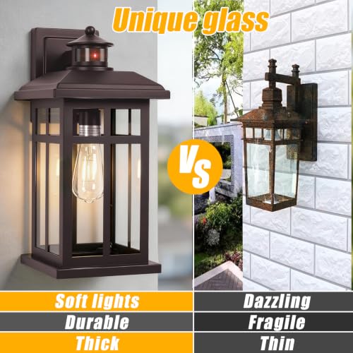Motion Sensor Outdoor Wall Sconces Hardwired 16" Bronze