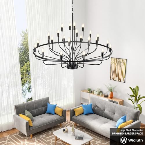 47.2" Large Black Chandelier Light Fixture