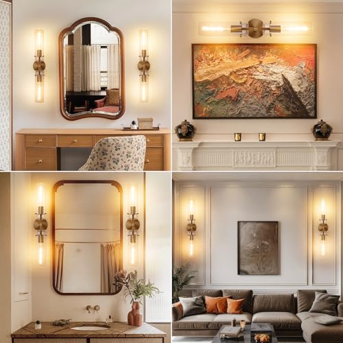 Brass Gold 2 Light Knurled Wall Sconce