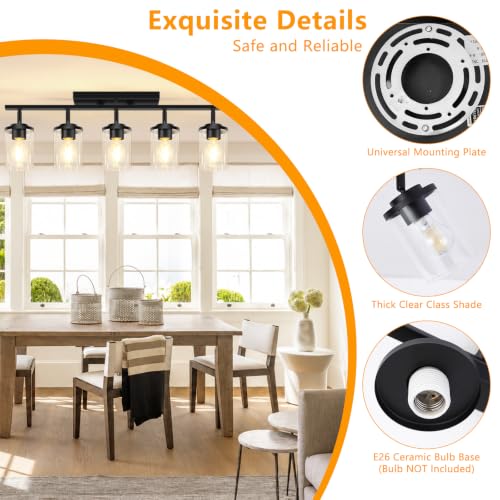 5 Lights Black Semi Flush Mount Ceiling Light Fixtures