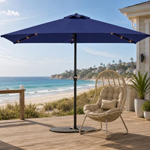 6.5 x 10ft Rectangular Patio Umbrella with Solar Lights