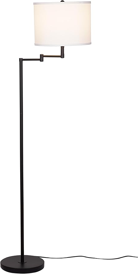 Catalina Lighting 24288-000 Traditional Swing Arm Floor Lamp for Office, Living Room, Dorm or Bedroom, Smart Home Compatible, Bulb Not Included, 60", Black
