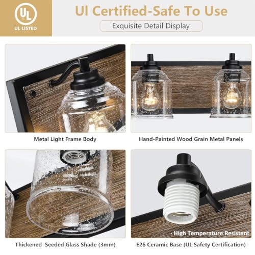 16" 2 Light Farmhouse Bathroom Vanity Light with Bubble Glass
