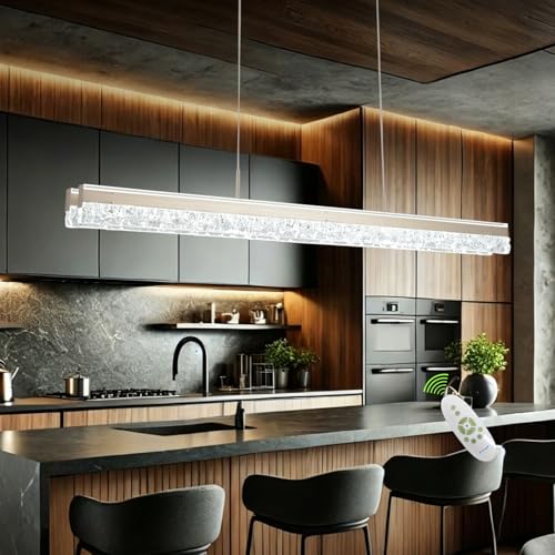 59" Gold Linear Dimmable Modern LED Chandelier Pendant Light