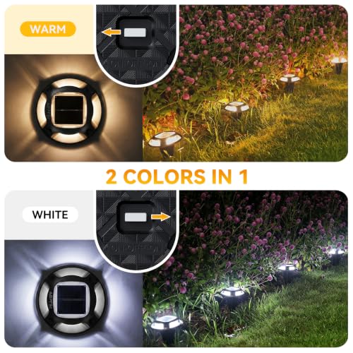 2 Colors in 1 Solar Driveway Lights 12 Pack with Ground Spike Design (12 Count)