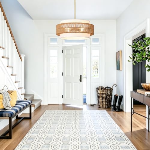 4 Light Rattan Chandelier for Dining Room