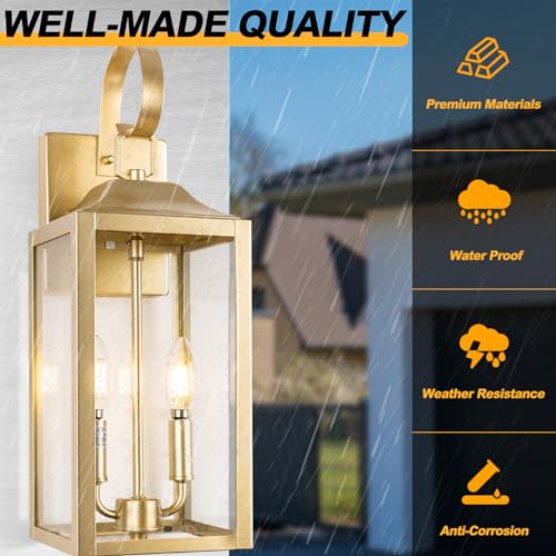 19" Gold Outdoor Wall Lantern 2