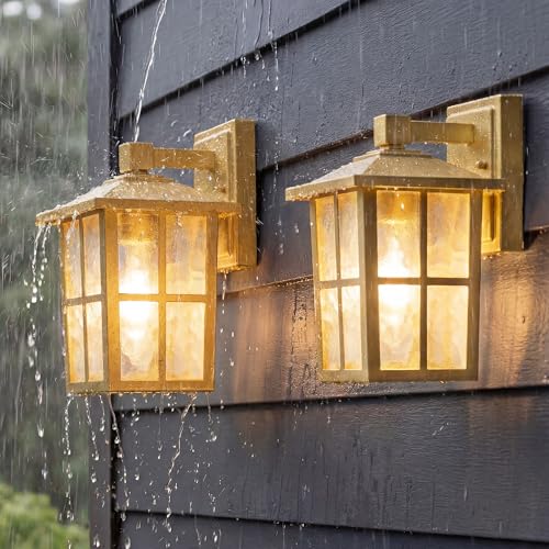 Gold Outdoor Waterproof Modern Patio Wall Light Fixtures Set of 2 (2 Count)