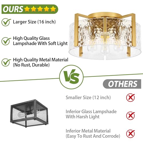 16'' Gold Semi Flush Mount Ceiling Light
