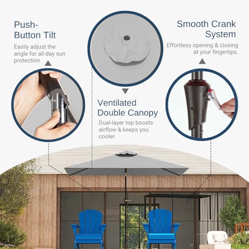 6.5' x 10' Rectangular Patio Umbrella Large Outdoor Market Umbrella w