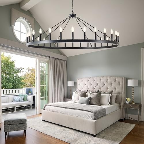 Large black wagon wheel chandelier 64 inch