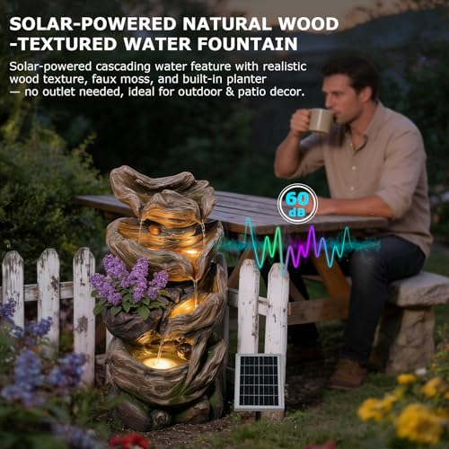 25.2" Tall Solar Water Fountain Outdoor Waterfall Feature