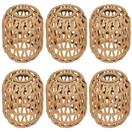 6 Pack Rattan Lamp Shades Boho Hanging Light Lamp Shades
