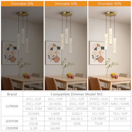 Natural Alabaster Pendant Lights for Kitchen Island White Marble Long Tube Chandelier 4000K Modern Gold Ceiling Light Fixtures for Bedroom Dining Room Table Living Room Hallway