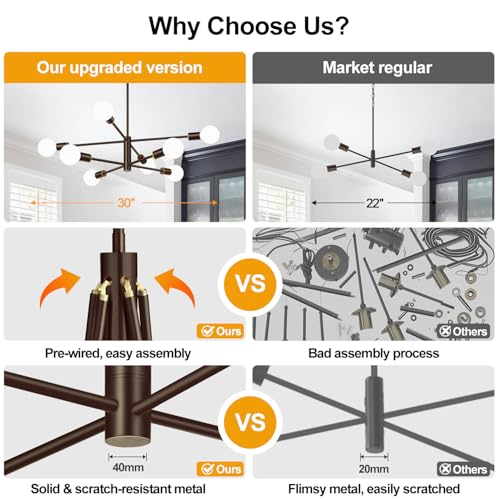 11" 52" Height Adjustable Modern Chandelier Ceiling Light Fixture
