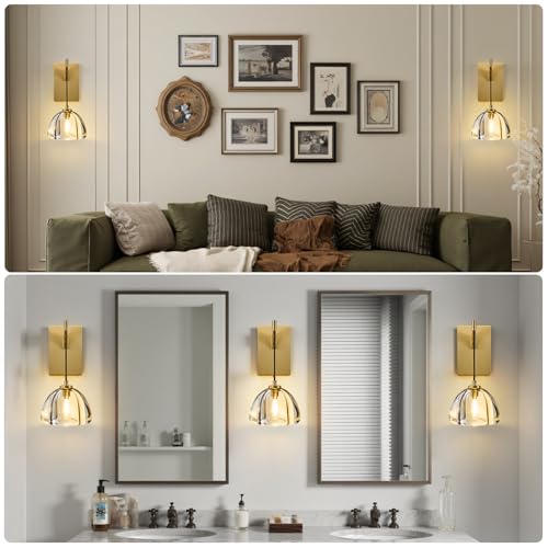 Crystal Brass Dome Wall Sconce (2 Count)