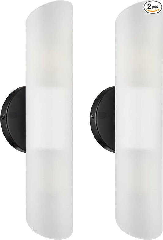 DAYCENT Modern Farmhouse Black Bathroom Light Fixtures Wall Sconces Set of Two Cylinder Sconce Lighting - Aura Lighting