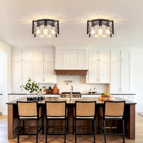 17.7'' Black Semi Flush Mount Ceiling Light