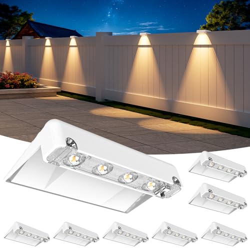 Solar Fence Lights Outdoor 8 Pack (8 Count)