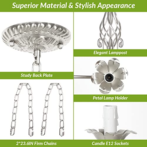 6 Light Farmhouse Candle Chandelier for Dining Room