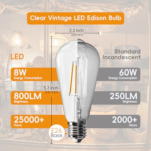 Edison Bulbs E26 LED Bulb 60 Watt Equivalent