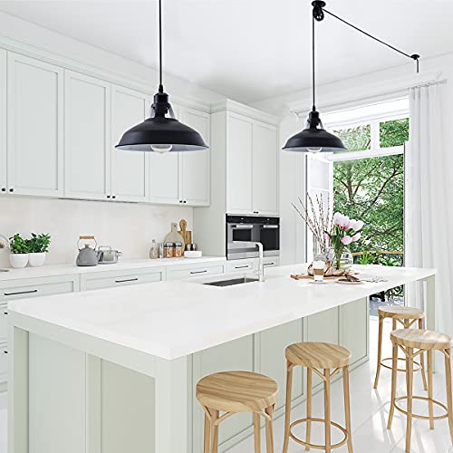 Plug in Pendant Light Industrial Pulley Pendant Lamp E26 Vintage Hanging Light Fixture With 16.4ft Cord On (2 Count)