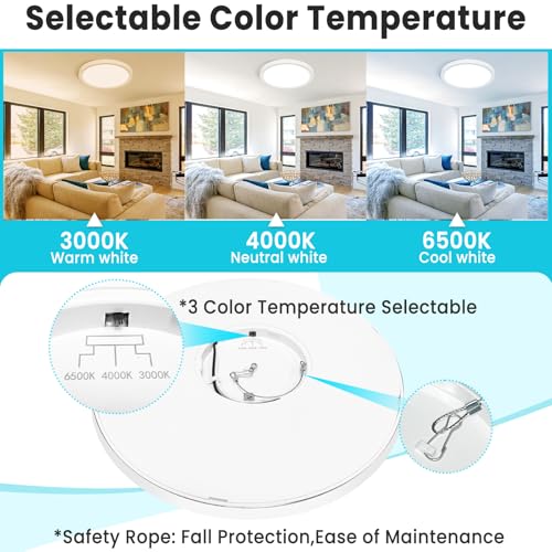 16Inch Flush Mount LED Ceiling Light Fixture (2 Count)