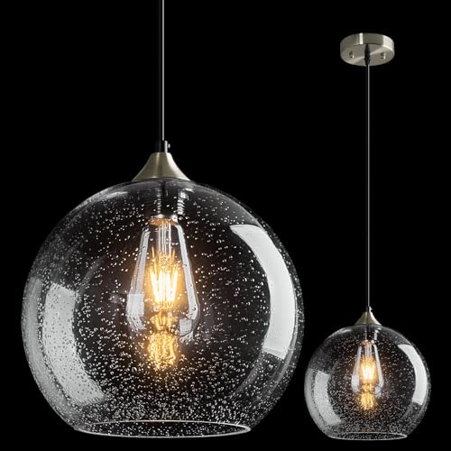 Clear Glass Pendant Lights Kitchen Island Lighting Globe Pendant Light Fixtures Modern Pendant Lighting for Kitchen Island Bedroom Living Dining Room Light Fixture