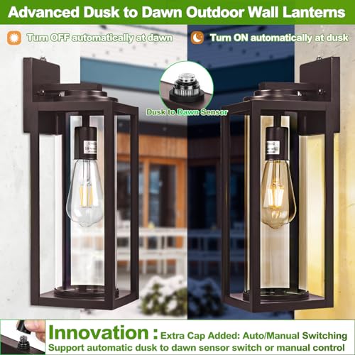 Large Dusk to Dawn Outdoor Wall Lights (2 Count)