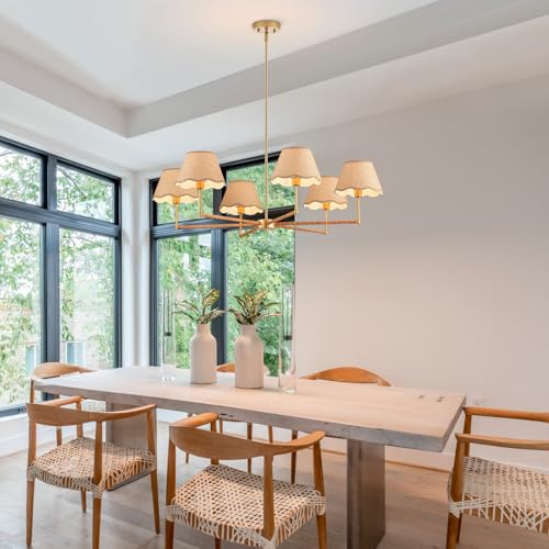 39” Boho Rattan Chandelier 6