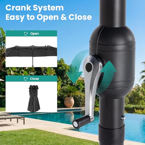 15FT Large Double Sided Patio Umbrella with Base Included