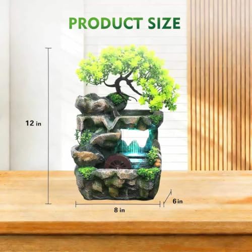 Tabletop Waterfall Fountain with Flowing Water & LED Lights