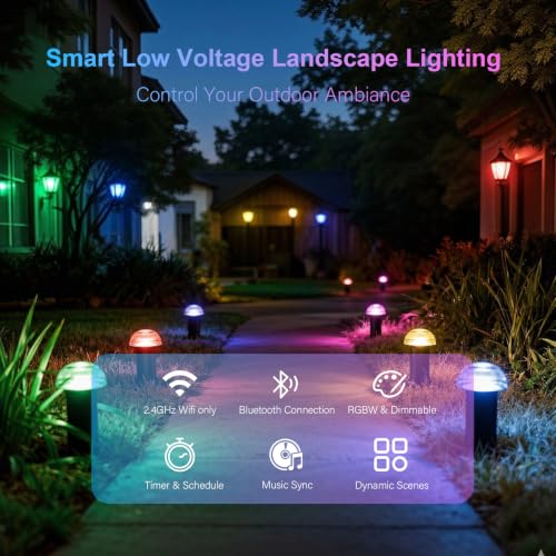 Color Changing Low Voltage Path Lights 12 Pack Mushroom Glass Top