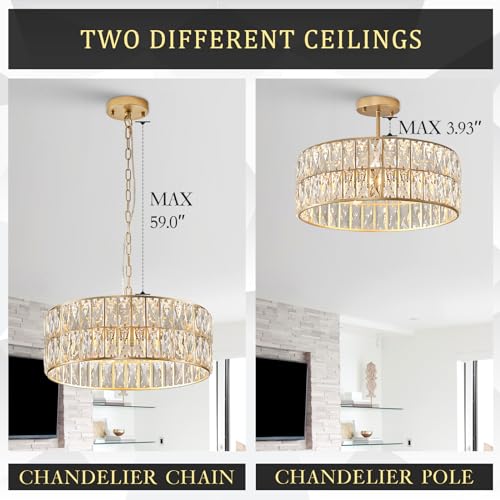 Gold Crystal Chandelier 18" 6