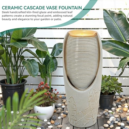 32" H Outdoor Garden Fountain with LED Lights