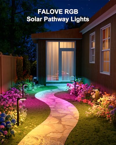 6 Pack Color Changing Solar Powered Pathway Light Outdoor Waterproof (6 Count)